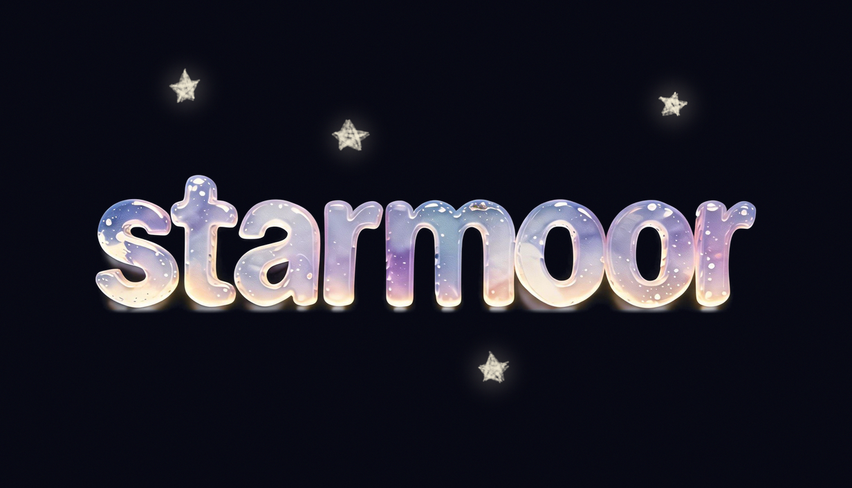 The luminous Starmoor title among hand-drawn stars